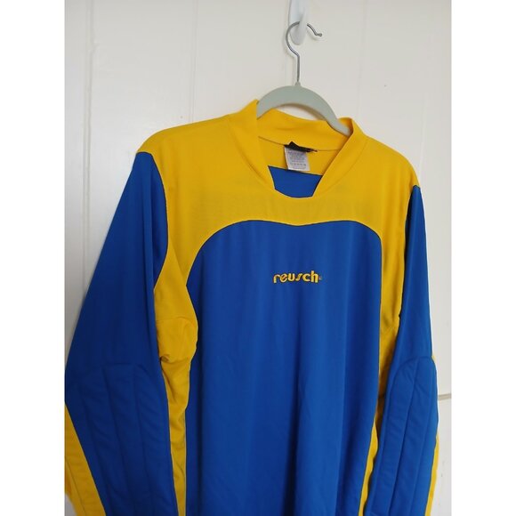 Vintage REUSCH Padded Goalkeeper Jersey Shirt Adult L Yellow Blue Long Sleeve - Picture 4 of 11